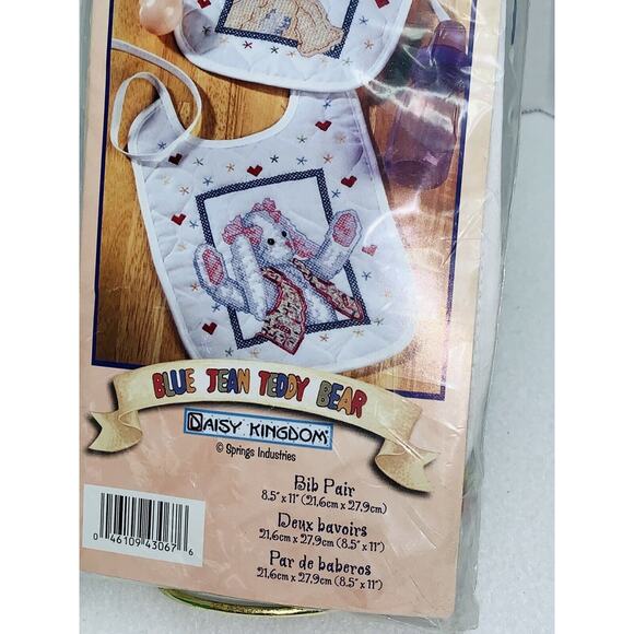 2 Bucilla Baby Bib Duck & Bunny Stamped Cross Stitch Kit 43067 Daisy Kingdom NEW - Picture 3 of 7